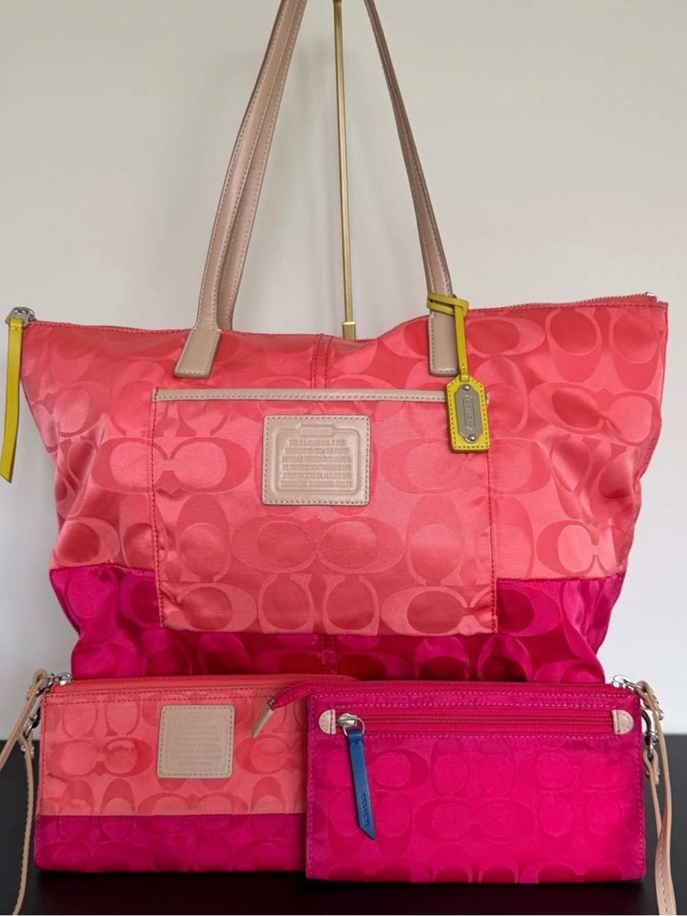 Coach Legacy Weekend Signature Colorblock Nylon East West Zip Top Tote 24865 3